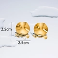 Exaggerated 18K gold plated titanium irregular ripple stud earrings for women 2.5cm - Wave Round - Gold