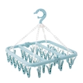 Blue foldable drying rack with 32 clips for drying socks and baby clothes in laundry - 32-Clip Style A / Nordic Blue