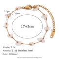 Macro detail of 18K gold plated stainless steel bracelet with pink quartz stone accents - Bracelet-Gold-Pink Crystal