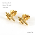 Fashionable 18k gold plated stainless steel sword shaped stud earrings for women - 625 Star