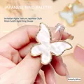 Anello tavolozza nail art farfalla giapponese con texture agata bianca e bordo dorato - Farfalla Bianco