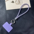 Sparkling purple rhinestone phone lanyard with silver metal ring and PVC gasket set - Short Rhinestone Mesh Rope - Purple (K3541)
