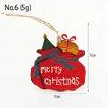 Mini 7cm red Santa gift bag wooden Christmas ornament with Merry Christmas text - Santa Gift Bag