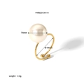 Detail view of 14mm pearl on 18K gold plated adjustable ring with 19mm inner diameter - 14mm Pearl Style (YYR023139-14)