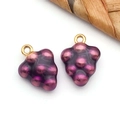 Grape shape pendant in purple enamel with golden bail for DIY jewelry making - Purple Fruit Grapes