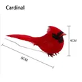 Oiseau cardinal rouge artificiel fait main en plumes pour décoration de sapin de Noël - 9*4cm / Rouge