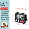 Black digital kitchen timer with large LCD screen featuring magnetic back and silent mode - Cycle Timer-Black