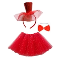Red Halloween witch costume set featuring sequined mini hat headband, bowtie, and tutu skirt - Valentine's Day 3-Piece Set