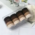 32-piece set of seamless elastic hair ties in brown coffee gradient colors with box - 32 Pcs Dark 4-Color Mix