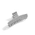Silberne geometrische Haarklammer aus Metall mit modischem Rautenmuster im Steppdesign - F538-2/Gesteppt Quadratisch Silber