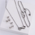 Set gioielli infinito in argento con collana, orecchini e bracciale su espositore bianco - Set da 3 pezzi (collana + bracciale + orecchini) / Argento