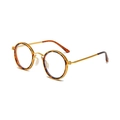 Retro round gold metal glasses frame with tortoiseshell patterns for men - Tortoise Gold