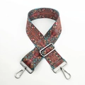 Verstellbarer breiter Schultergurt mit rot-blauen geometrischen Mustern und Silberhaken - Stil 1 Silberne Schnalle