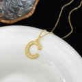 Elegant gold-plated S925 silver necklace with letter C pendant and white crystals - Letter C