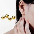 Polished gold S925 silver round ball screw-back stud earrings for daily wear - Mushroom / White Gold