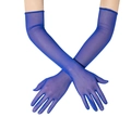 Guantes largos de malla transparente azul real elásticos para protección solar y fiestas - 54cm / Azul Real