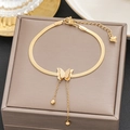 Elegant 18k gold plated butterfly snake chain bracelet on a luxury gift box - Gold Butterfly Tassel Snake Chain (567)