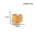 Adjustable golden stainless steel ring with portrait relief and textured coin design - Coin Relief Open Ring / Gold