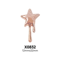 Macro detail of rose gold star nail charm with matte texture and size dimensions - X832-Rose Gold Melting Star