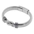 Bracelet punk en acier inoxydable argenté pour hommes avec nœud et fermoir magnétique - Style Magnétique Gorge d'Oie / 21cm