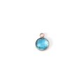 Detail van 7mm gefacetteerde blauwe geboortesteen hanger met roségouden rand voor DIY - Rose Gold March