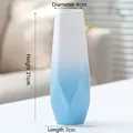 Modern white and blue gradient geometric ceramic vase with matte finish 21cm height - Shiling (Blue) 21cm