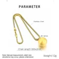 Polished stainless steel snake chain with 18mm gold ball pendant detail and dimensions - 18mm Gold (KN250855-Z)