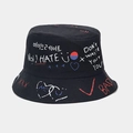 Detail of black graffiti bucket hat featuring street style hand-drawn art and typography - M (56-58cm) / Black