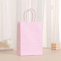 Pink kraft paper gift bag with matching rope handles for shopping and birthdays - 15*11*6cm / Macaron Pink