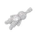 Gros plan du pendentif garçon argenté serti de cristaux avec une grosse pierre coeur - Platine Zirconia Blanc