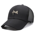 Black mesh baseball cap featuring a striking golden Chinese script embroidery on the front - Black with Gold Embroidery