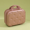 Mini 14-inch rose gold hardshell makeup suitcase with geometric diamond texture - Rose Gold