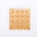 Square bamboo coaster with scalloped edges and decorative hole pattern on white background - Cookie Coaster 9cm*9cm*1.2cm