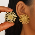 Elegant gold sunburst earrings for women featuring a minimalist geometric star design - 18K Gold Flower (6426)