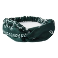Dark green paisley sports headband with twist knot design for sweat absorption - Dark Green