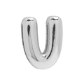 Polished silver metal bubble letter U charm bead for personalized DIY charm bracelets - Silver Letter-V