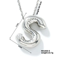 Silver balloon letter S pendant necklace with star-cut zircon and chain size specs - Letter S (N01068-S)