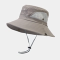 Detail van outdoor zonnehoed met ademend gaas en verstelbaar winddicht koord - Eén maat / Lichtgrijs