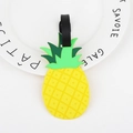 Cute pineapple shaped yellow silicone luggage tag with green leaves and black strap - Pineapple