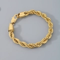 Bracelet chaîne torsadée dorée classique avec fermoir mousqueton solide pour hommes et femmes - Bracelet 20cm / 8mm / Or