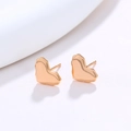 Minimalist golden heart stud earrings with irregular hammered texture and metallic finish - Ruched Textured Heart (No. 135) / Gold