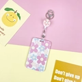 Floral ID card holder with retractable flower badge reel and pink retro blossom pattern - Light Pink Flower Badge Reel / Pale Blue