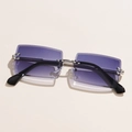 Frameless square sunglasses with purple gradient lenses and silver metal accents - Silver Frame Gradient Dark Grey