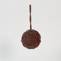 Deep brown yarn-wrapped 5cm Christmas ball ornament with hanging loop on white backdrop - Dark Brown