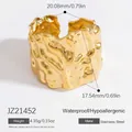 Lava texture wide open ring in 18k gold plated stainless steel for women - Lava Texture (JZ21452) / Gold