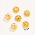 6mm gold flower bead caps in 18K plated copper for DIY jewelry making and crafts - No.17 Hollow Eight-Petal Bead Cap 6mm