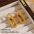 18K gold plated stainless steel textured oval hoop earrings for women, minimalist style - Textured Oval Earrings / Gold