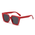 Oversized square fashion sunglasses with bold bright red frames and dark grey lenses - Red Frame Grey Lens