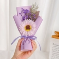 Mini purple soap flower bouquet with sunflower and gypsophila for Valentine's Day gifts - MN04 Purple Sunflower With Baby's Breath / Purple