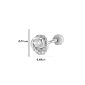 Silver flower stud earring with clear zircon inlay and screw ball back 0.75cm size - 9# Silver (Large Claw Zirconia)